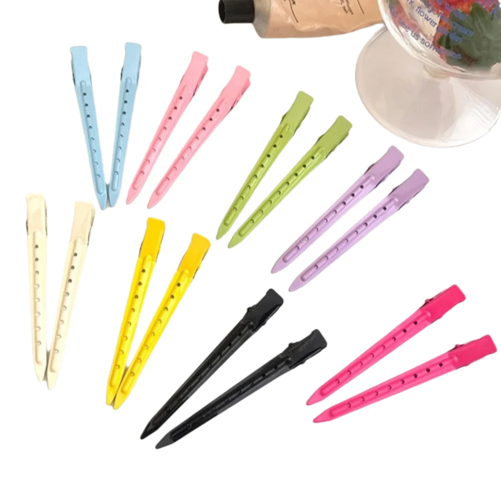 6/12pcs 6/12pcs Hair Salon Clips Polychromatic Design Metal Duckbill Clip Styling Hairpins Professional Quality