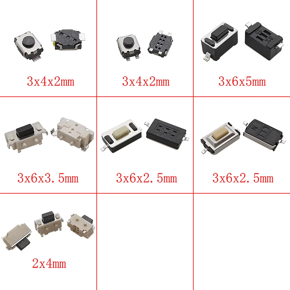 Kit 260 Interrupteurs Tactiles Taiss | 26 Valeurs 4/3/2 Broches | Momentané Bouton-Poussoir - Pour Électronique