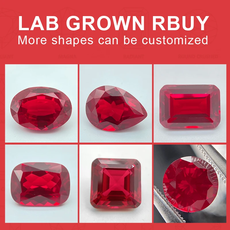 YinZheng Flame Melted Provide AGL Or GRC Certificate Oval Shape Pigeon Blood Ruby Loose Gemstones Ruby Synthetic Cultivate