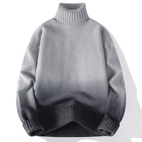 Men Turtleneck Sweater Classic Gradient Knitted Pullover Vintage American Fit Loose Harajuku Men's Knitwear Sweaters Multicolors 2