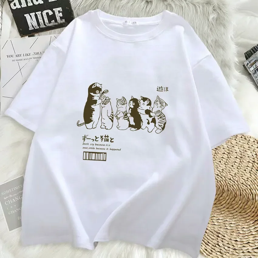 

Women's T-shirt Clothing Hip Hop Cat Shower Street Print Men's Oversized T ShirtCasual Summer Clothes Short Sleeve T Shirt