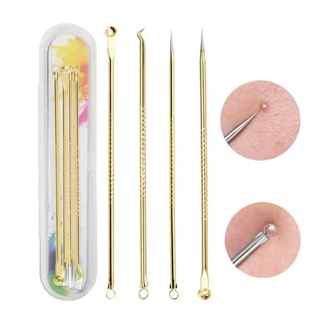 4PCS Acne Blackhead Comedone Black Spot Pimple Blemish Remover Skin Care Women Beauty Acne Treatment Pore Cleanser Needle Hook 2