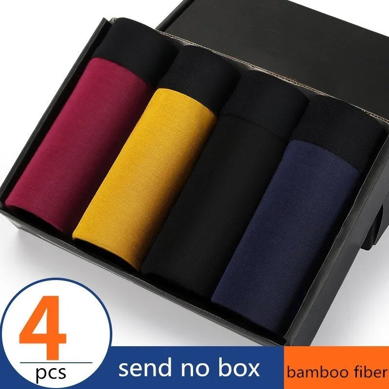 4pcs/Lot Male Panties Bamboo Fiber Men's Underwear Boxers Breathable Man Trunk Boxer Solid Underpants Brand Shorts Plus Size 5XL