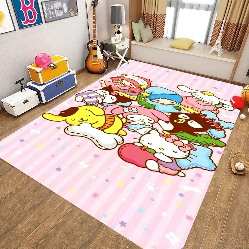 귀여운 만화 강아지 귀여운 고양이 카펫, C 시나모롤, M 멜로디, 거실 장식 선물, 소녀 침대 깔개