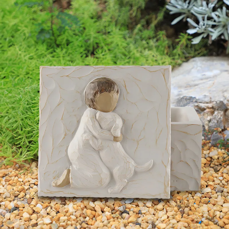 Dog Cat Ashes Funeral Urns Frame Polyresin Memory Box Loss Pet Memorial Gift Memorial Keepsake for Cat Dogs Pet Urn