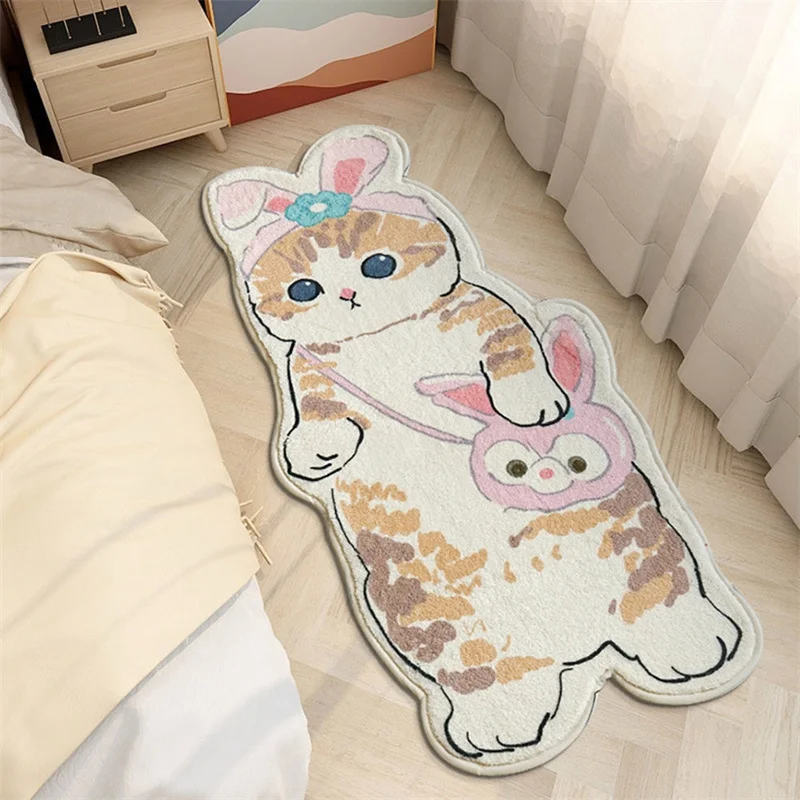 Carton Cat Bedroom Carpet Rectangle Bedside Soft Mats Bedroom Flooring