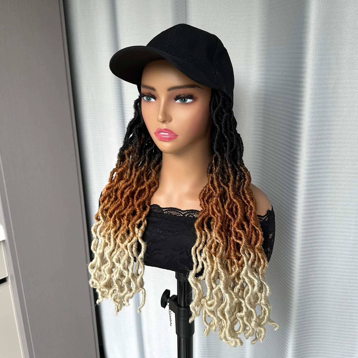 Baseball Cap Hat Synthetic Wig Hair With Faux Locs Crochet Braiding Crochet Hair For Black Women Ombre Twist Dreadlocks Hair Wig