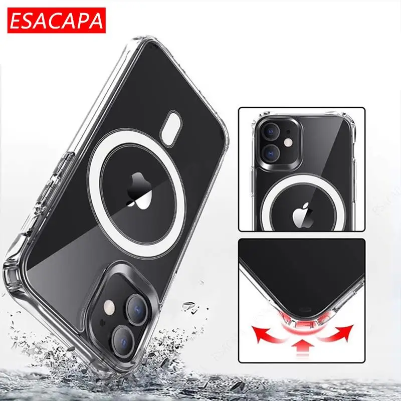 MagSafe Magnetic Shockproof Transparent Phone Case with Wireless Charging