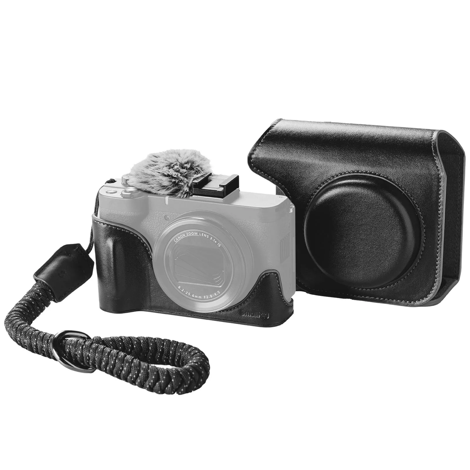 PowerShot V1 Camera Leather Case Kit for Canon PowerShot V1, with Wrist Stra & F