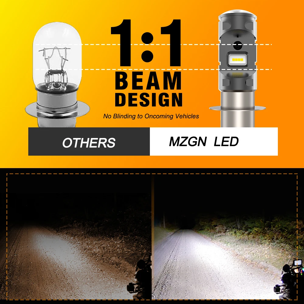 BA20D LED Motorcycle Headlight Hi/Lo Beam Conversion Kit for Motorbike ATV UTV 3000LM 12V 24V 6000K