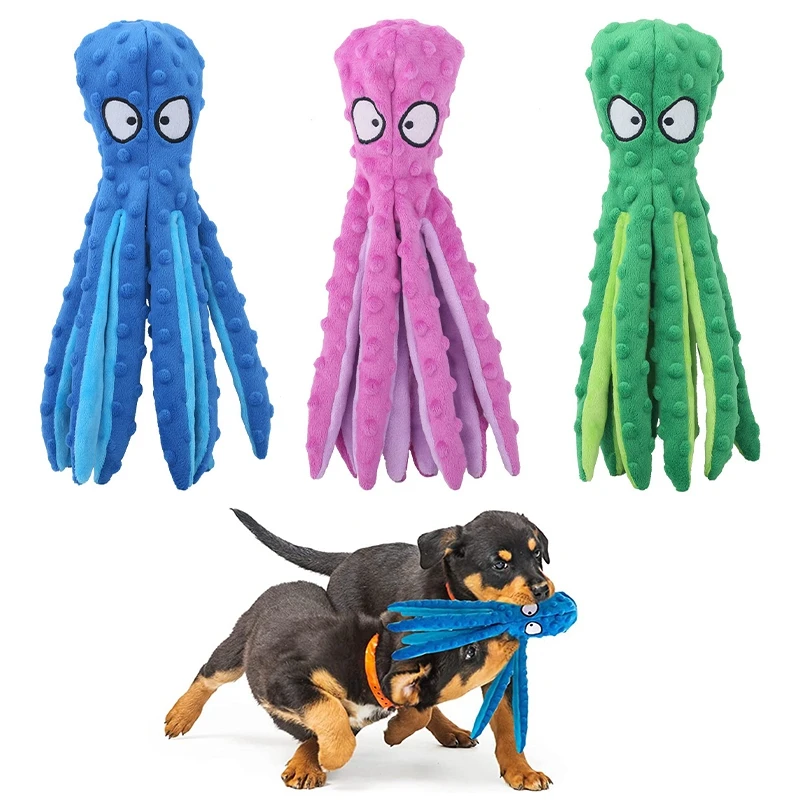 

Pet Plush Toy Cat Dog Octopus Squeaky Toys Bite Resistant Interactive Puppy Teeth Cleaning Chew Soft Durable Sounding Supplies