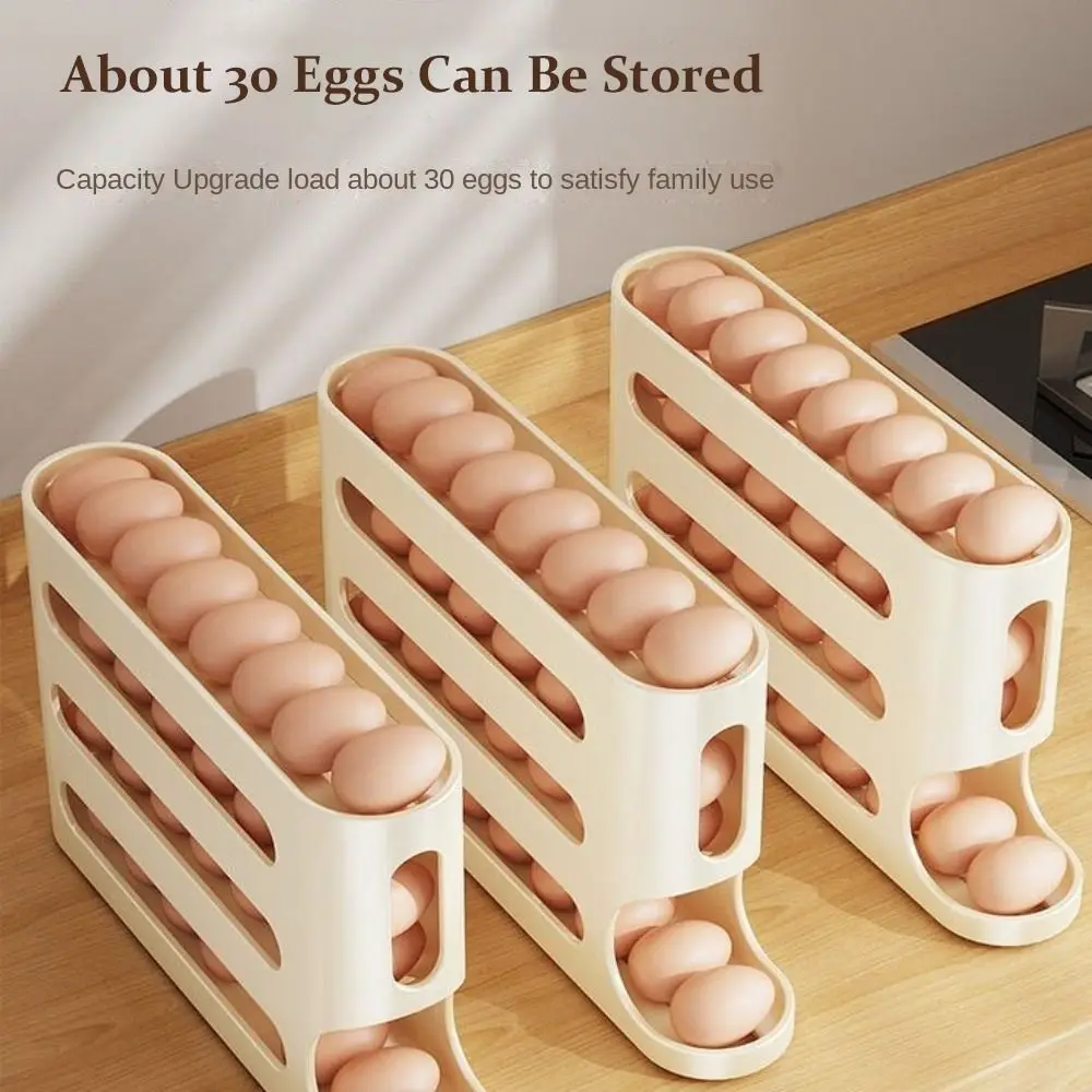 4 Layers Automatic Scrolling Egg Rack Holder Household Automatic Scrolling Egg Storage Box Large-capacity Dispenser