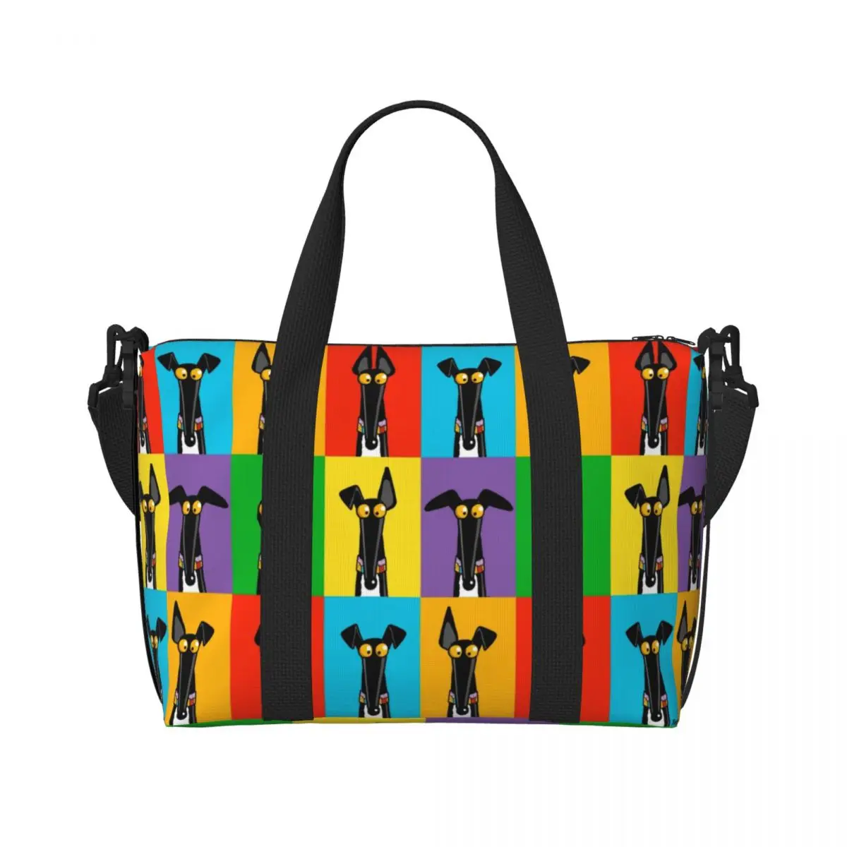 Greyhound Semaphore Tote Bag Women Large Capacity Whippet Sighthound Dog Beach Gym Shoulder Travel Bag