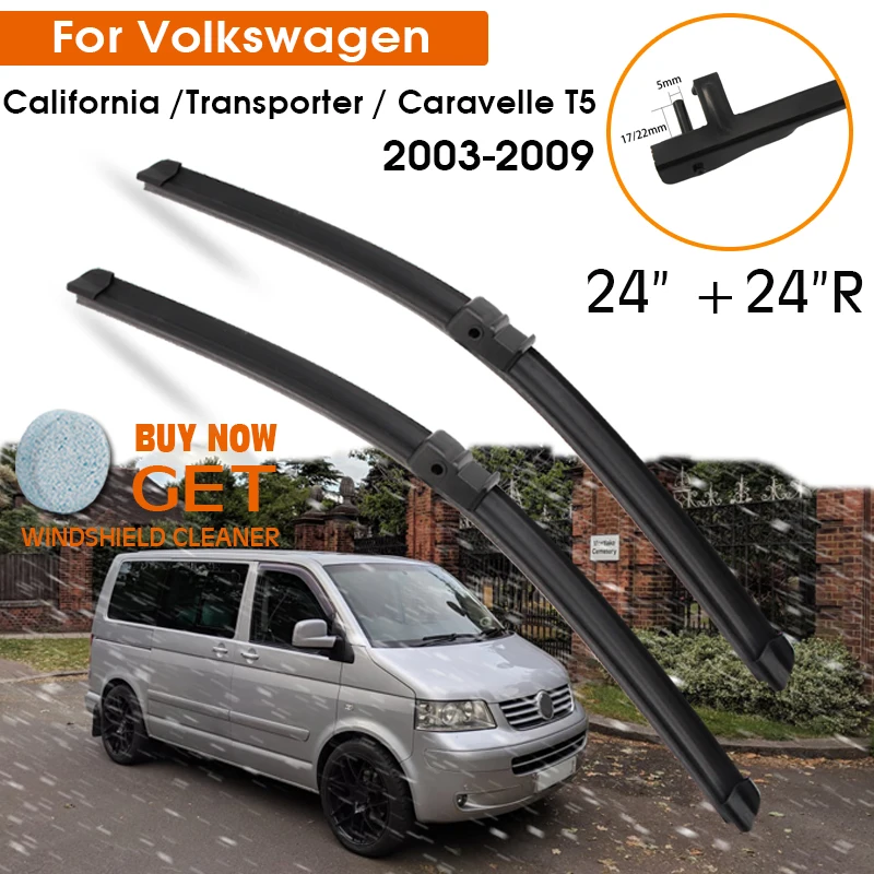 Spazzola Tergicristallo Auto Per Volkswagen California Transporter Caravelle T5 2003-2005 Tergicristallo 24 "+ 24" R Lhdrhd Accessorie