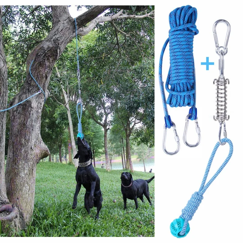 Nuovo Prodotto Di Vendita Caldo Transfrontaliero Pet Hanging Rope Mordere Knot Dog Toy Set Large Dog Spring Rope Teasing Dog Rope
