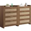 Dresser forof Drawers  with 4 Rattan  Tower Large Nightstand Sets for Living Room Hallway, Dresser 3