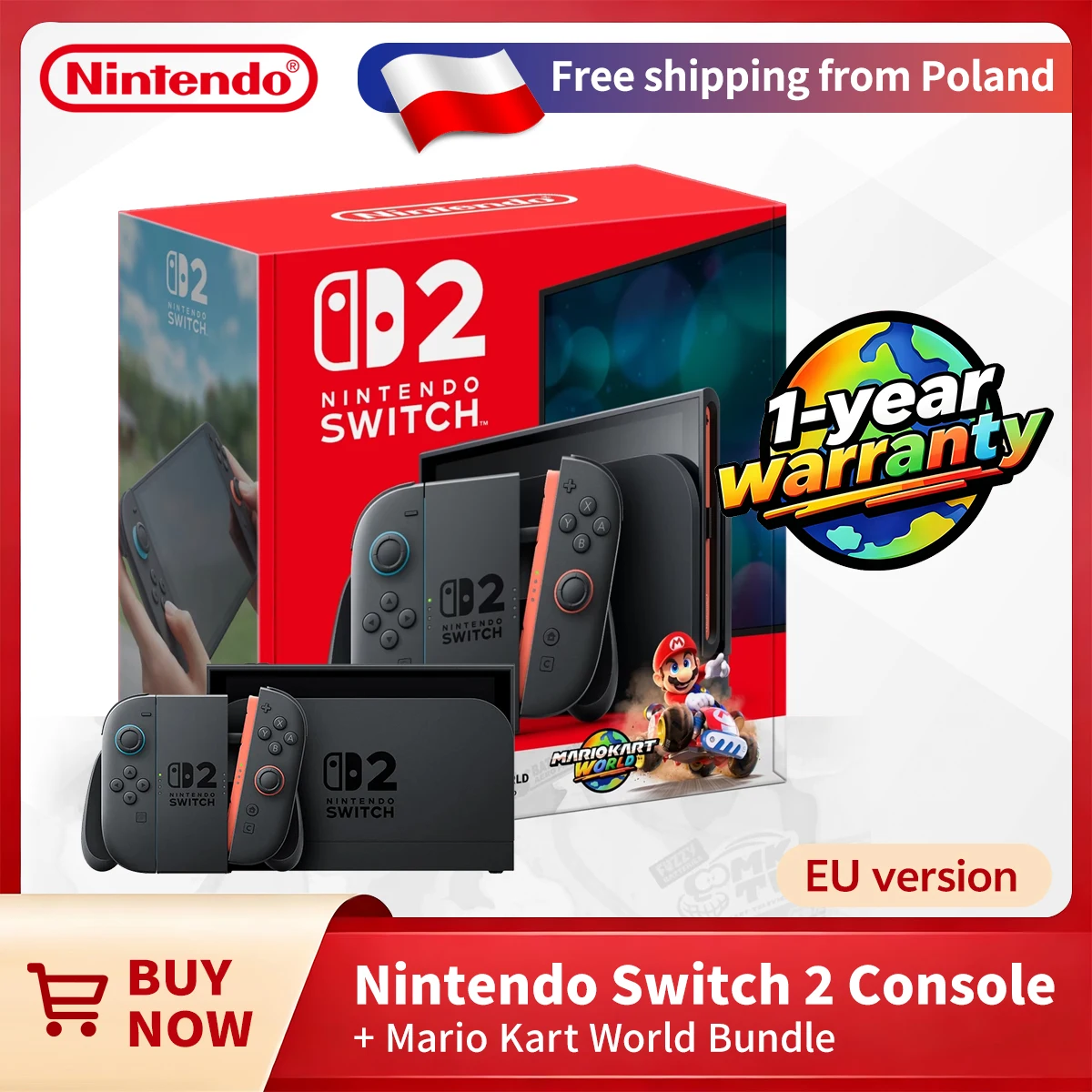 Nintendo Switch 2 + Mario Kart World Bundle Spielkonsole 7,9-Zoll LCD NS2 Handheld-Spielkonsole 1080P Magnetisches Design NS2 Nintendo Switch