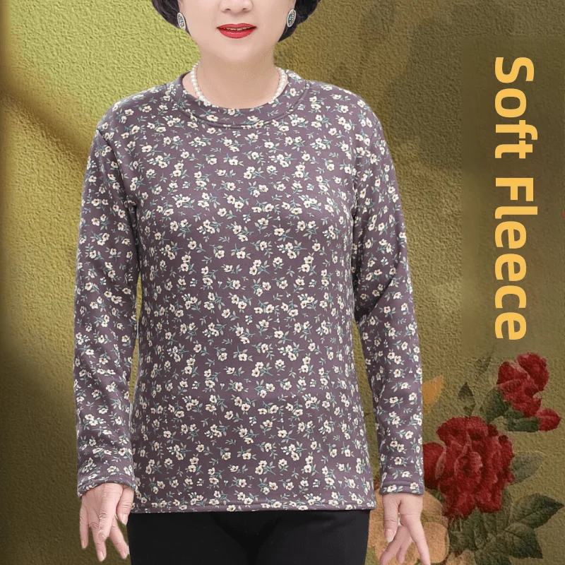 Warm Fce Lined T-irt Top for ly Women Autumn Winter Wear Comfortable Breathable Casual Sle Long Sve round Ne