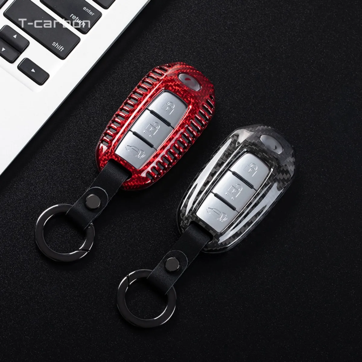 T-carbon Carbon Fiber Car Key Cover For New Infinity Q50 Q60 QX50 QX55 ...