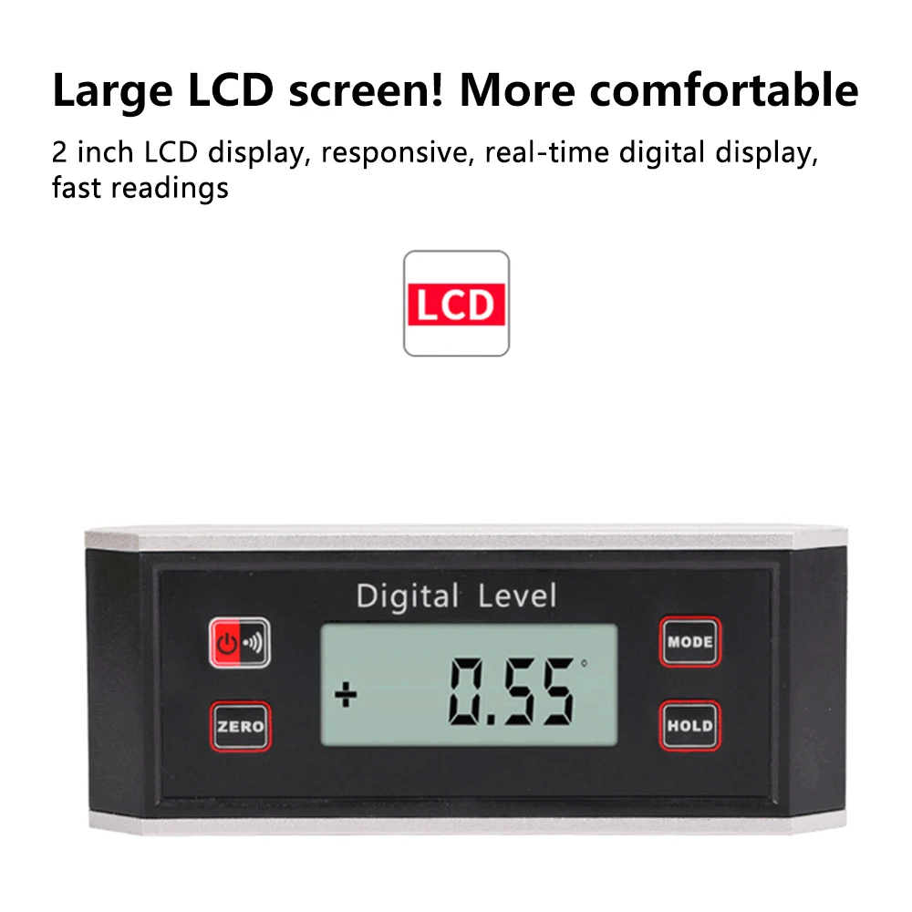 Magnetic Digital Protractor Inclinometer LCD High-precision Level Box Waterproof Angle Meter Slope Conversion Meter Inclinometer 3