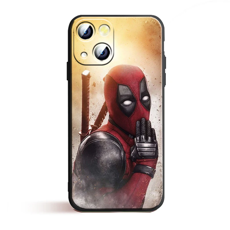 Funda de Deadpool divertida de Marvel para Apple iPhone, 15, 14, 13, 12, 11, Mini, XS, XR, X, 6S, 6 Pro, Max Plus, cubierta negra