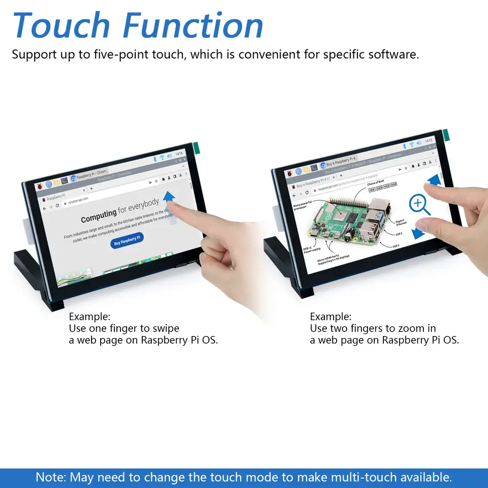 Freenove Touchscreen for Raspberry Pi 5 4 Screen Display 5/ 7 Inch IPS/ TN 800x480 Pixel 5-Point Capacitive Touch Driver-Free image 3