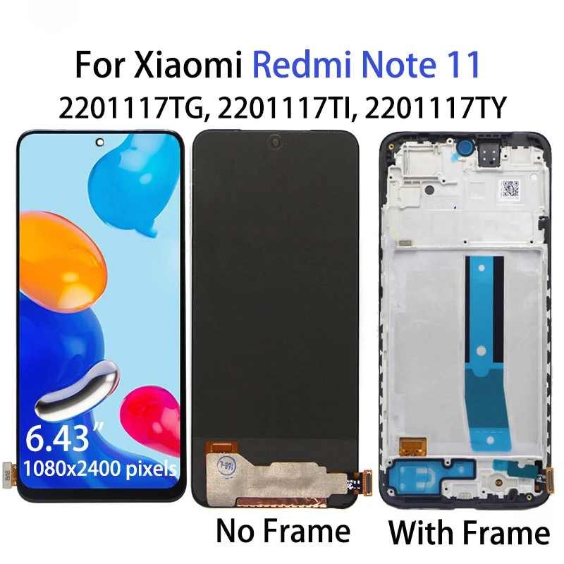 

ЖК-дисплей AMOLED 6,43 дюйма для Xiaomi Redmi Note 11, сенсорный экран с дигитайзером в сборе для Redmi 2201117TG, запасные части Hongmi