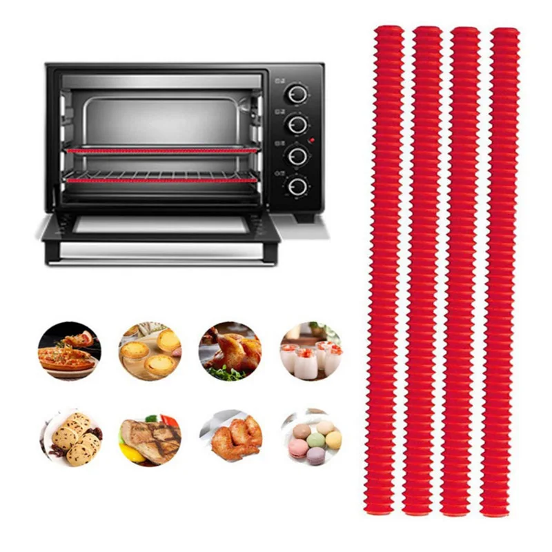 

4 Packs Heat Resistant Silicone Oven Rack Cover 14 inches Long Oven Rack Edge Protector Protect Against Burns and Scars