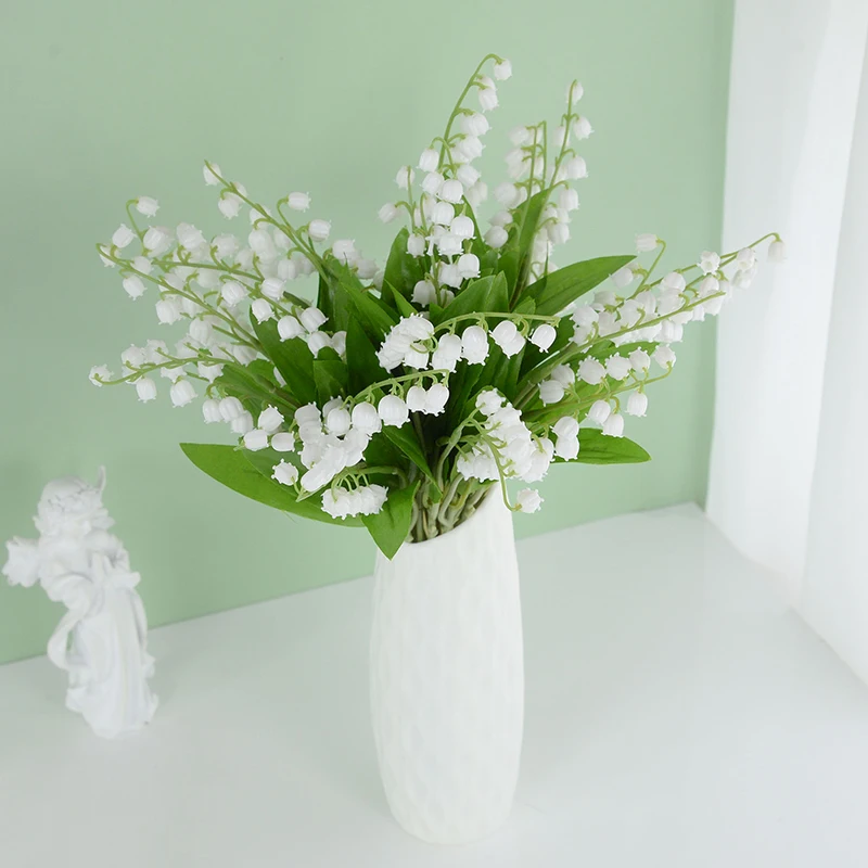 

35cm Artificial Bell Orchid Flower Bouquet Home Decoration Romantic White Flower Country Wedding Party Desktop Decor