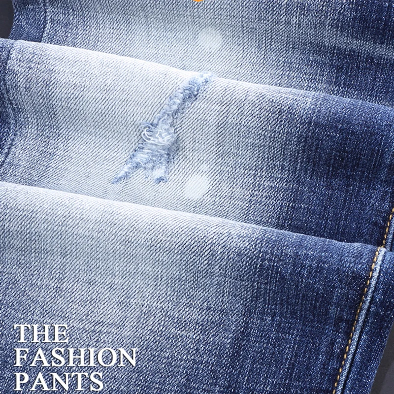 Street Fashion Men Jeans Retro Blue High Quality Elastic Slim Fit Ripped Jeans Men Painted Designer Hip Hop Brand Pants Hombre