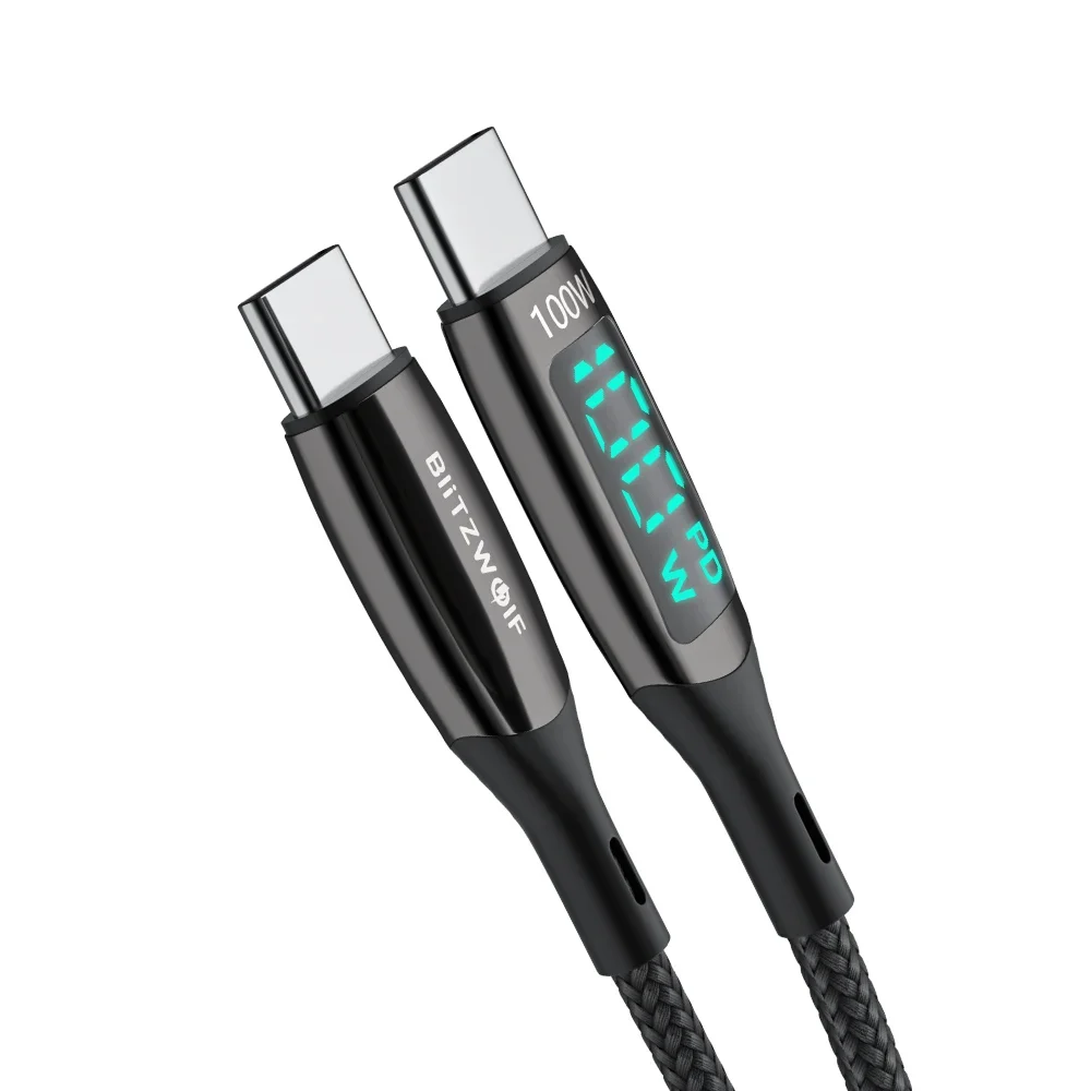 Blitzwolf-tipo c para tipo c Cabo 100w pd Carregamento Rápido Usb para Usb c Cabo de Exibição para Xiaomi Poco f3 Realme Macbook - Image 3