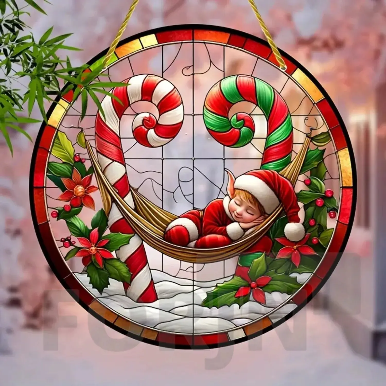 1 pieza de letrero de decoración navideña circular de madera, Papá Noel, soldado de nogal, Año Nuevo 2025, suministros de decoración de pared para fiesta de Navidad