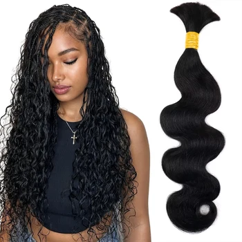 50g Body Wave Bulk Human Hair Bulk Braiding Hair Natural Black Curly Human Braiding Hair 20Inch No Weft 100% Brazilian Remy Hair 1