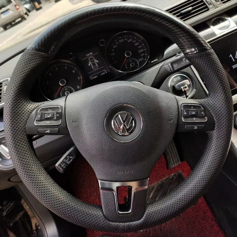 

Custom Car Steering Wheel Braid Cover Genuine Leather 100% Fit For Volkswagen Golf 6 Mk6 VW Polo Sagitar Bora Santana Jetta Mk6