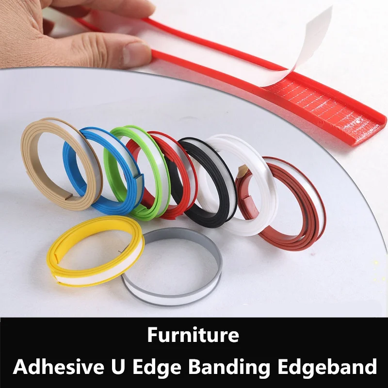9 Colors 1M PVC Adhesive U Edge Banding Tape Seal Strip Cabinet Table Edging Corner Protector Furniture Veneer Sheets Decor