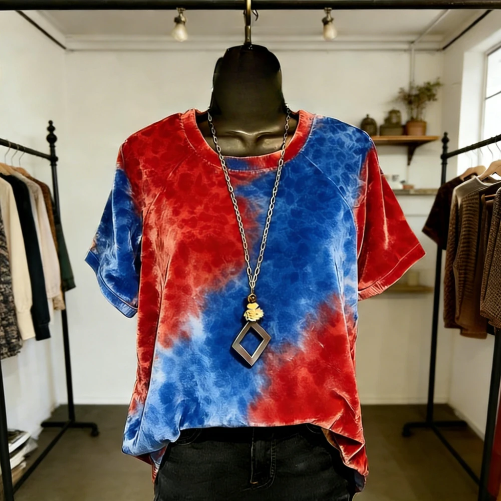 Women Fashion T-Shirts Soft Feel Short Sleeve Tops Trendy Gradient Color Animal Print Blouse for Casual Streetwear Loose Fit - 3