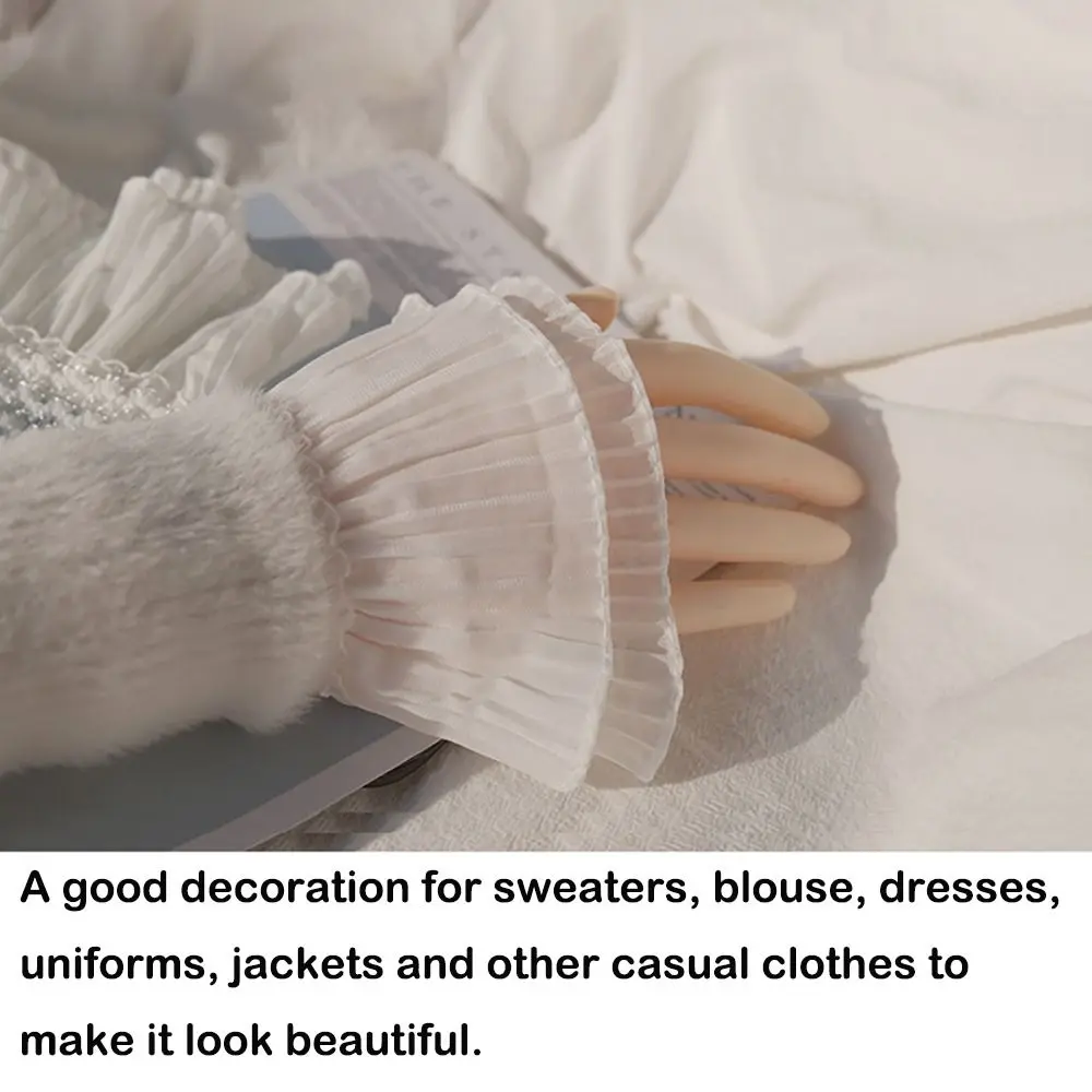 Manchettes évasées Amovibles En Tulle Noir - Ornement Détachable Pour Sweats, Robes, Déguisement - 10
