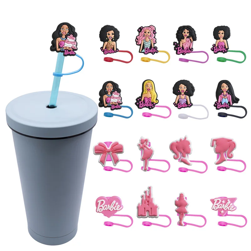 8-16pcs Doll Princess Straw Toppers Barbi Straw Charms Party Supplies  Disposable Reusable Drinks Cups Cover Decoration Kids Gift - AliExpress