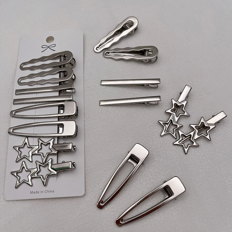 8 stücke Mädchen Haarnadeln Silber Metall Enten schnabel Clip Frauen Haars pangen Seite Pony weibliche Damen Haars pangen Haarschmuck – Detail 3