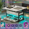 40" Lift Top Coffee Table, 4 in 1 White Coffee Tables with Storage for Living Room,Small Coffee Table with 2 Drawers & LED Light 6