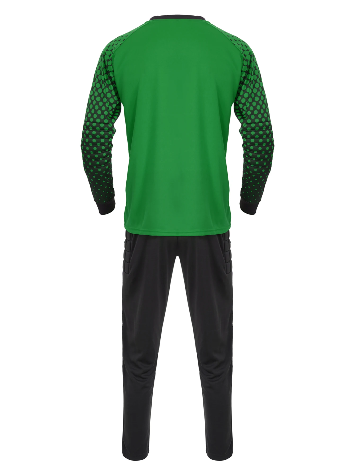 Boys Soccer Goalkeeper Sport Suit Football Training Match Uniform Long Sleeve Sponge Padded T-shirt with Sweatpants Sportswear