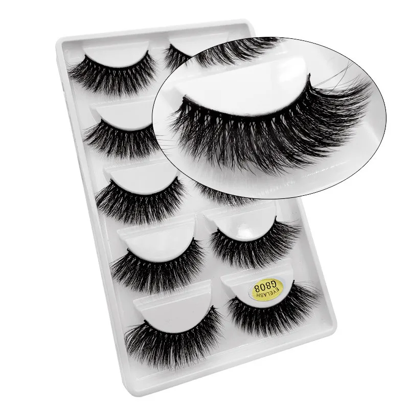 5 pairs Nature False Eyelashes Soft 3D faux Mink Eyelashes Short Curled Natural Eyelashes Hand-made Delicate Lashes makeup tools