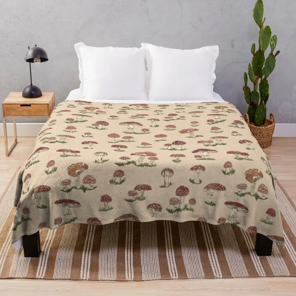 

Sepia Toadstools Throw Blanket Sofa Blankets Weighted Blanket