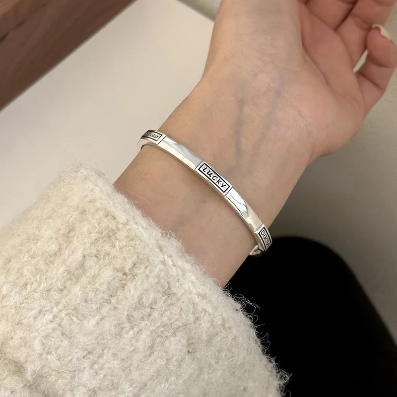 Ventfille 925 Sterling Silver Bamboo Frosted Bracelet For Women Temperament  Retro Jewelry Birthday Gift Wholesale - Bracelets - AliExpress