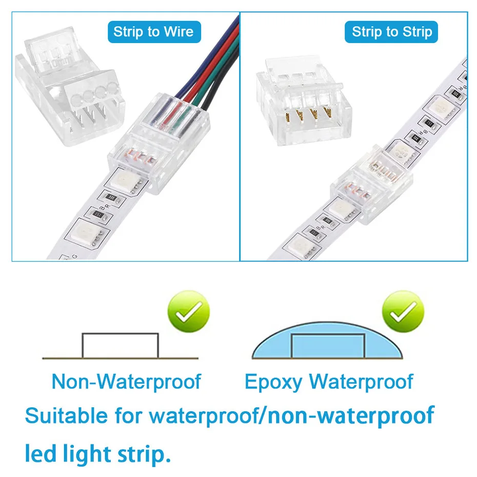 รูปสินค้า คลิปต่อสายไฟ LED Strip 8-10 มม. กันน้ำ ติดตั้งง่าย