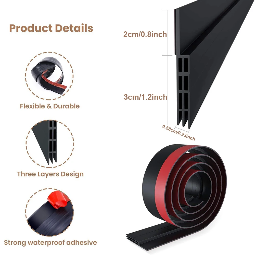 Under Door Draft Stopper 1m Silicone Rubber Sealing Strip