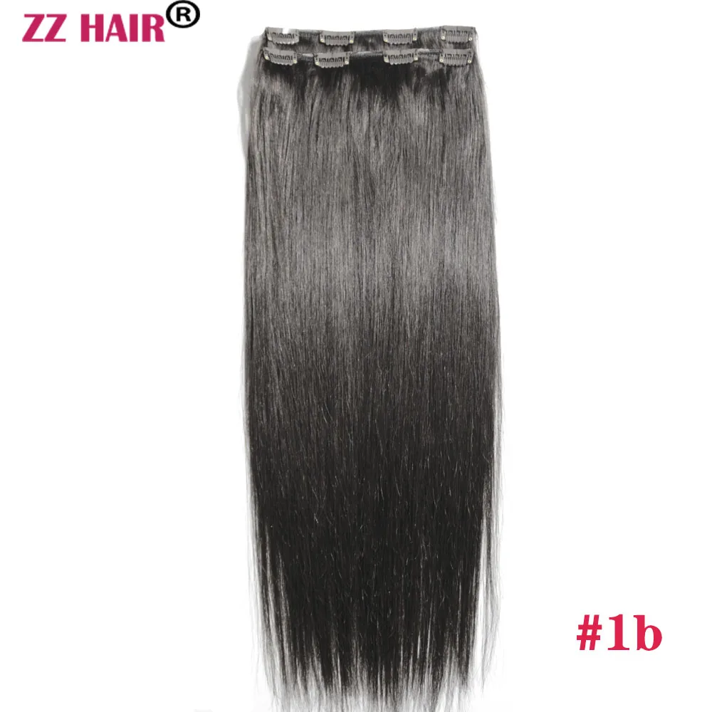 ZZHAIR Human Remy Hair Extensions 16"-26" 2pcs Set 120g-140g 2x20cm Clips-in Two Pieces Natural Straight