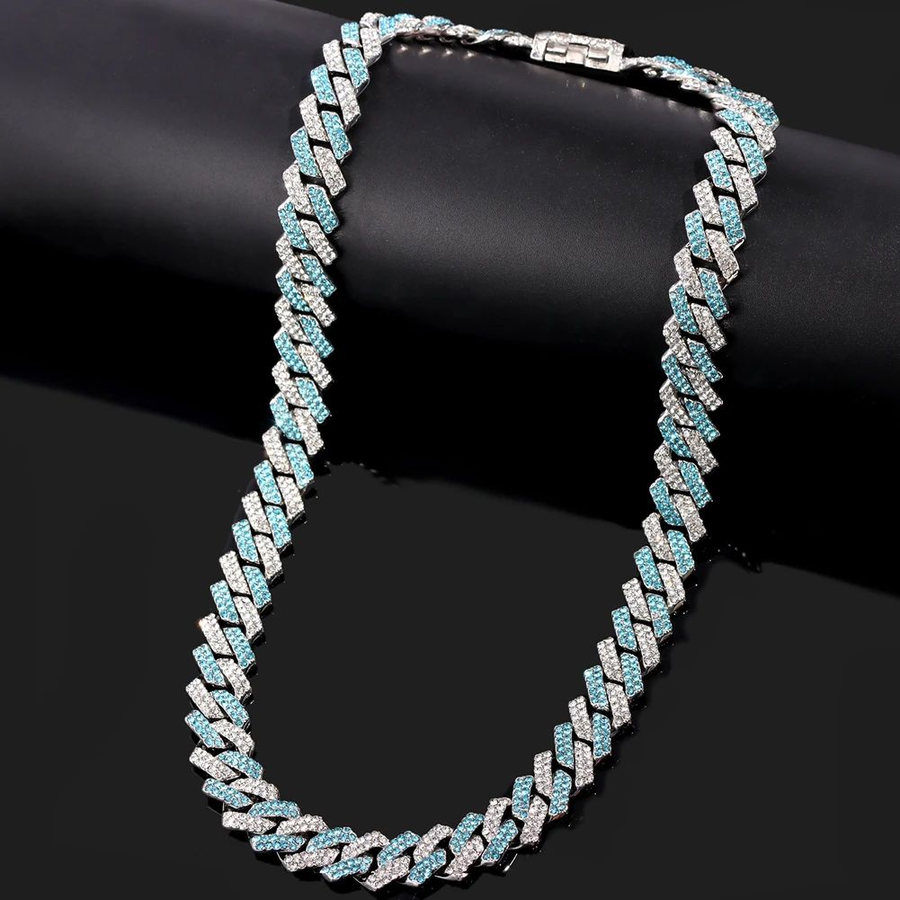 Iced Blue Blue Cuban Chain Iced Out Blue Crystal Miami Cuban Link