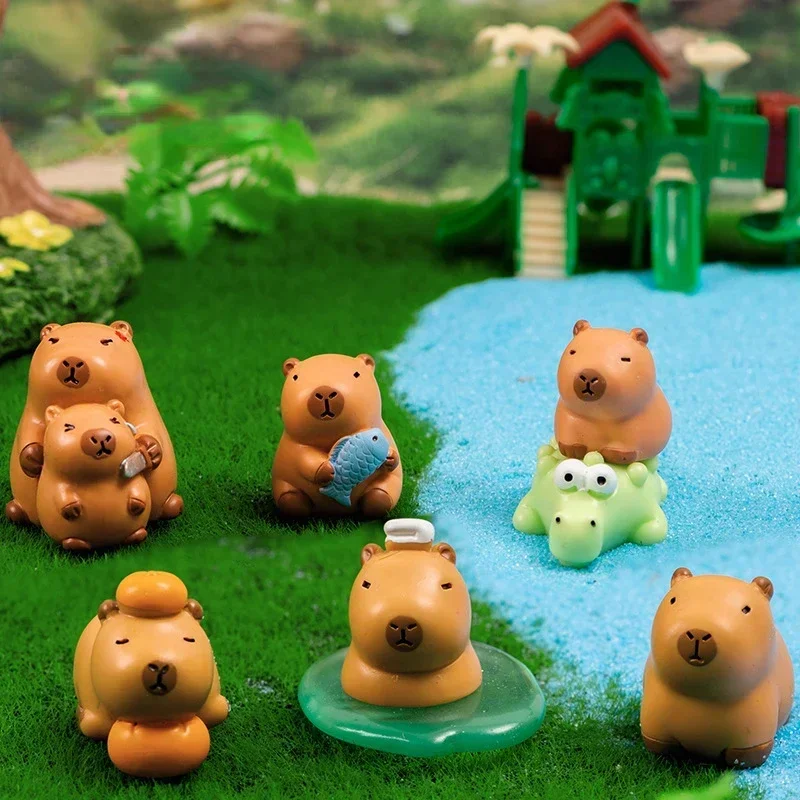 Resin Cartoon Capybara Statue DIY Miniature Figurine Multicolor Garden Ornament Figurines & Miniatures