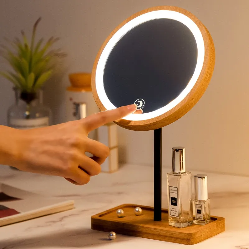 

Vanity Makeup Desk Hand Decorative Mirror Round Selfie Dressing Table Decorative Mirror Golden Specchio Home Styling YX50DM